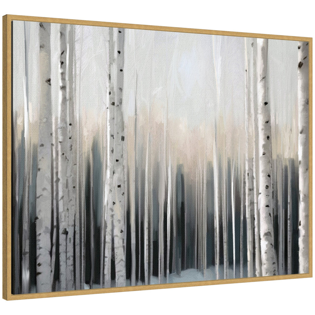 Sylvie Birch Tree Glow Framed Canvas by Mary Sparrow