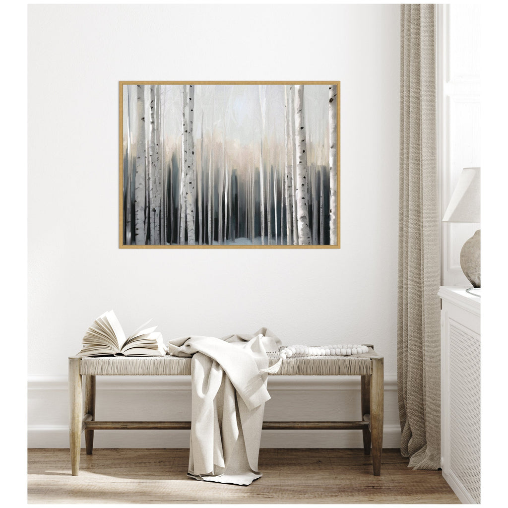 Sylvie Birch Tree Glow Framed Canvas by Mary Sparrow