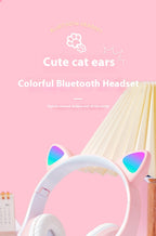 Interesting New Kids Headphones Wireless Bluetooth In Cat Ears Headphones Style With Noise Reduction Live Breathing Lights Glare and LED Lights