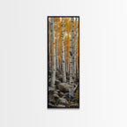 Birch Tree Forest, Framed Canvas Print, Skinny / Tall Wall Art, Living Room Decor, Landscape Painting, Nature Decor