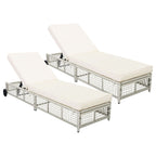Outdoor Lounge Chair With 5 Position Backrest With Cushion And Wheels