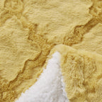 Tache Faux Fur Mustard Yellow Moroccan Lattice Pattern Throw Blanket (3397)