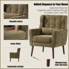 Modern Accent Chair, Arm Chairs For Living Room, Upholstered Mordern Armchair, Comfy Soft Padded Lounge Chair In Small Space, Bedroom, With Pillow, Solid Wood Leg