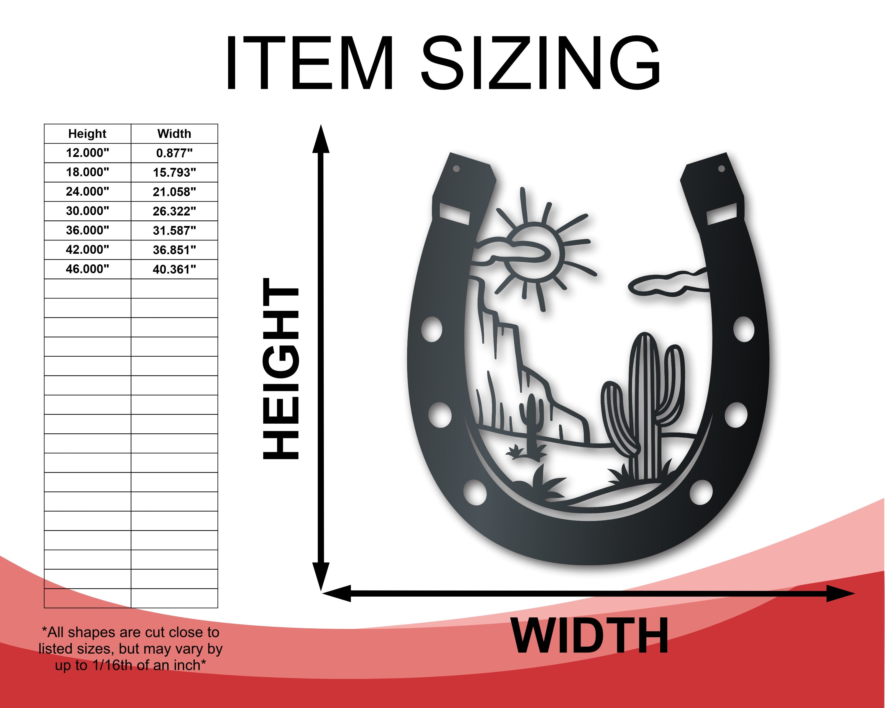 Metal Desert Horseshoe Wall Art | Southwest Desert Decor | Indoor Outdoor | Up to 46" | Over 20 Color Options