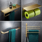Bathroom Accessories Bathroom Shelf Towel Rack Paper holder Toilet Brush Holder Towel Ranger Brushed Gold Brass Bath Hardware