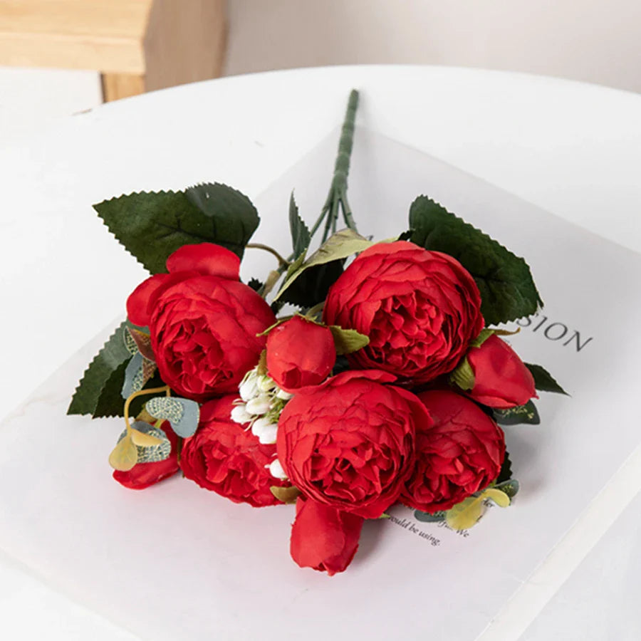 30CM Artificial Flowers Silk Peony Bouquet Festival Vases for Decoration Craft Home Garden Living Room Wedding Accessories props