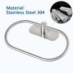 Stainless Steel Towel Holder Self-adhesive Bathroom Towels Rack Black Washhand Hanger Ring Rail Bar Kitchen Storage Accessories
