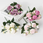 30CM Artificial Flowers Silk Peony Bouquet Festival Vases for Decoration Craft Home Garden Living Room Wedding Accessories props