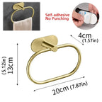 Stainless Steel Towel Holder Self-adhesive Bathroom Towels Rack Black Washhand Hanger Ring Rail Bar Kitchen Storage Accessories