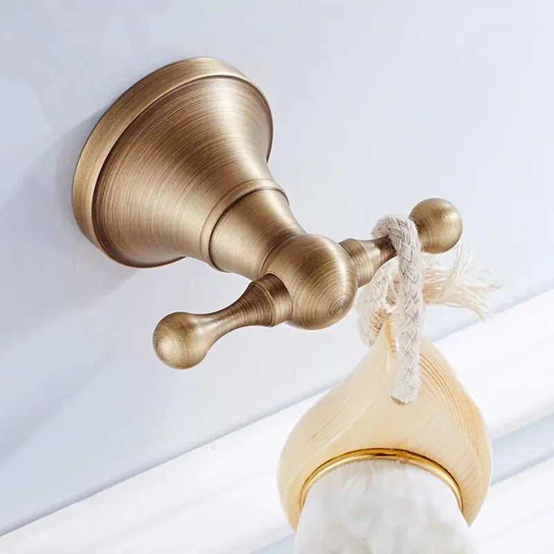 Bathroom Accessories Antique Brass Wall Mounted Toilet Paper Holder Towel Ring Robe Coat Hook Bathroom Hardware
