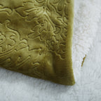 Tache Solid Embossed Green Olive Chartreuse Sherpa Throw Blanket (62096)