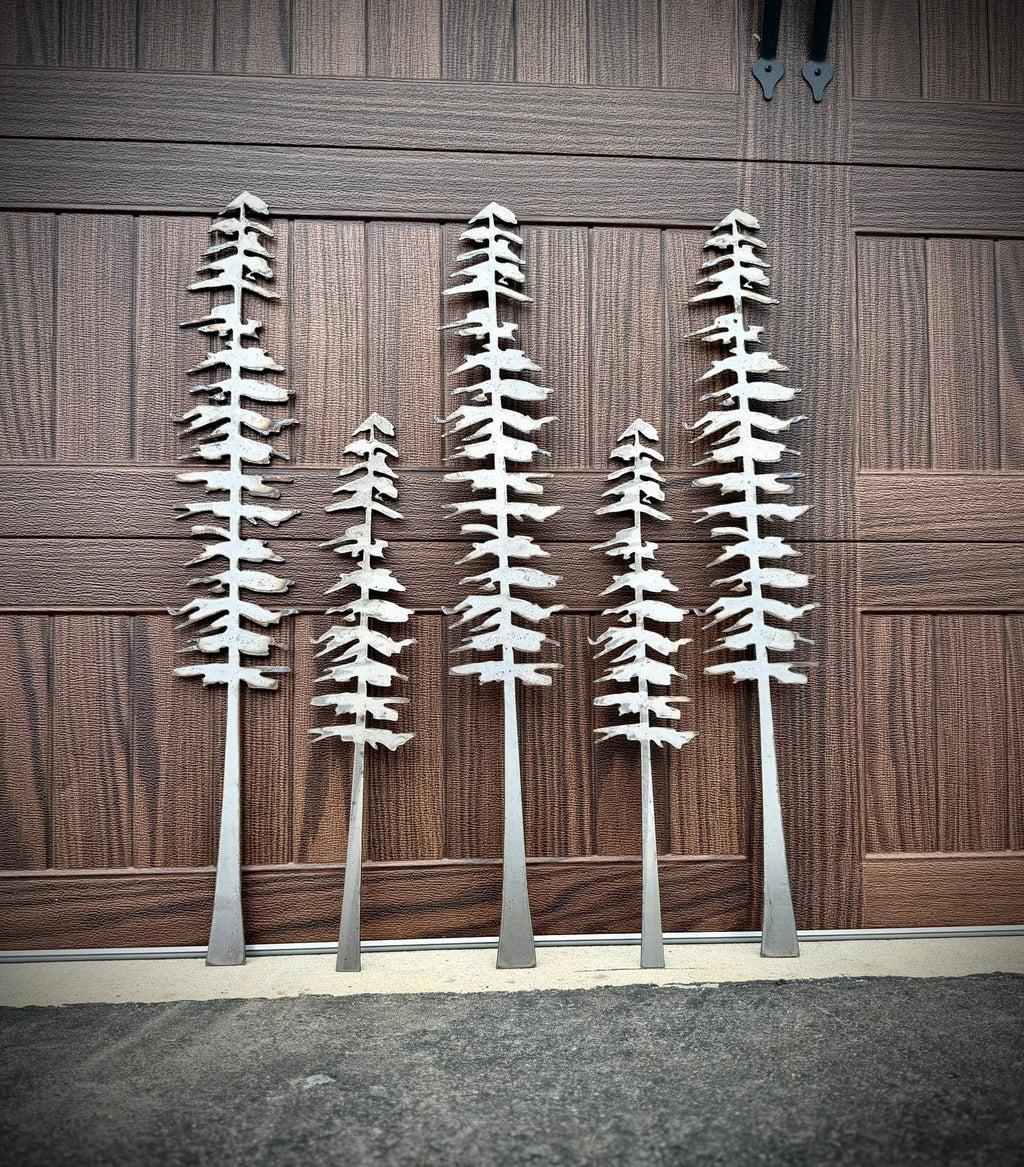 DISCOUNTED - XL Raw Steel Pine Trees - Wall Art