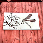 Dragonfly Lotus Steel Wall Art | Garden Panel