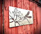 Dragonfly Lotus Steel Wall Art | Garden Panel