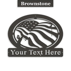 Golf of America Personalized Metal Sign, Laser-cut American Flag Sign with Golfer