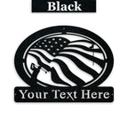 Golf of America Personalized Metal Sign, Laser-cut American Flag Sign with Golfer