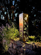 Home Address Wildflower Solar Pillar Light - Steel
