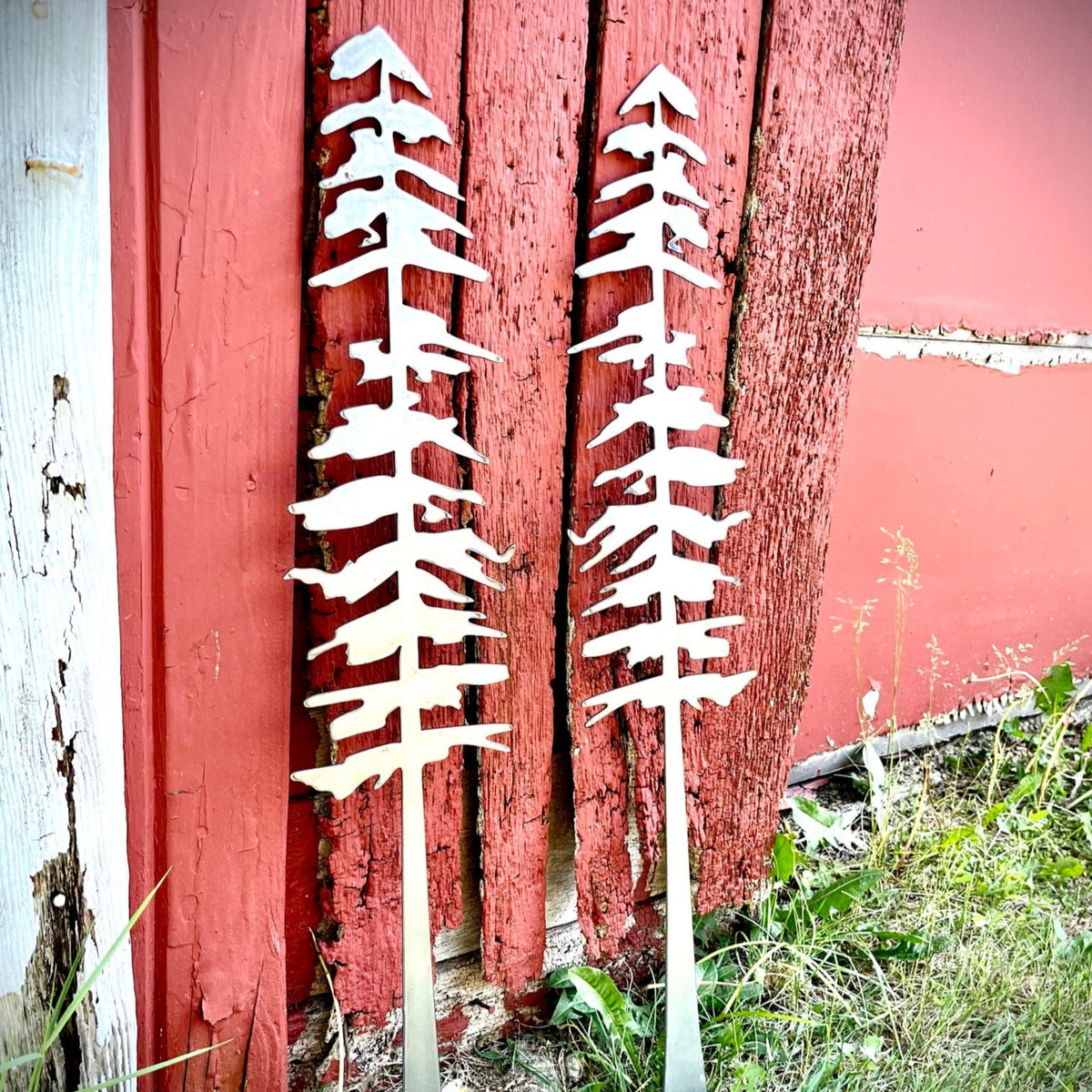 XL Polished Metal Pine Tree Wall Art