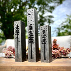 Pine Tree Night Sky Luminary Pillars w/ Solar Cap
