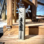 Pine Tree Night Sky Luminary Pillars w/ Solar Cap