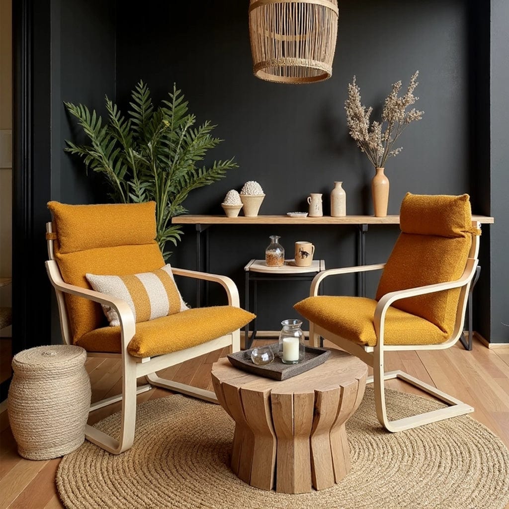 Bouclé Cinnamon Poäng Slipcovers – Compatible with IKEA Poäng Chair & Footstool