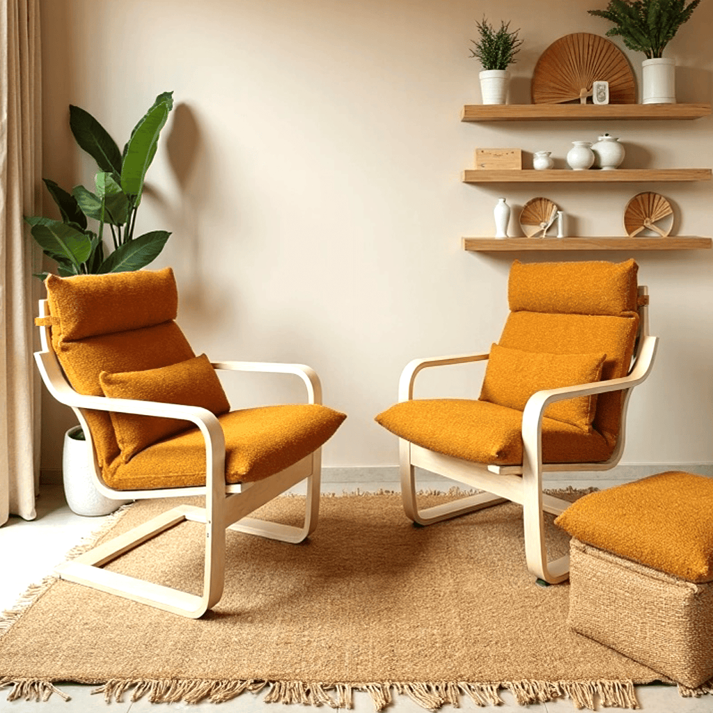 Bouclé Cinnamon Poäng Slipcovers – Compatible with IKEA Poäng Chair & Footstool