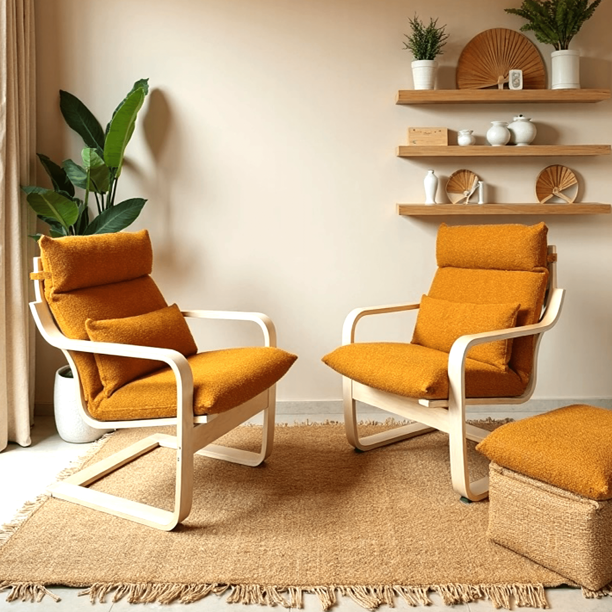 Bouclé Cinnamon Poäng Slipcovers – Compatible with IKEA Poäng Chair & Footstool