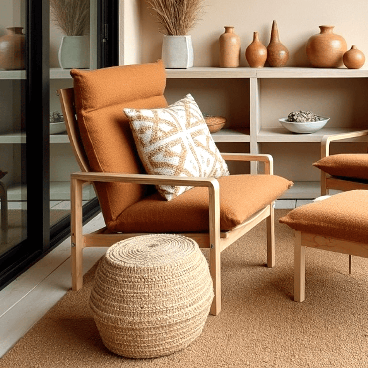 Bouclé Cinnamon Poäng Slipcovers – Compatible with IKEA Poäng Chair & Footstool