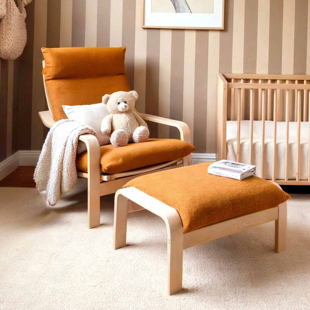 Bouclé Cinnamon Poäng Slipcovers – Compatible with IKEA Poäng Chair & Footstool