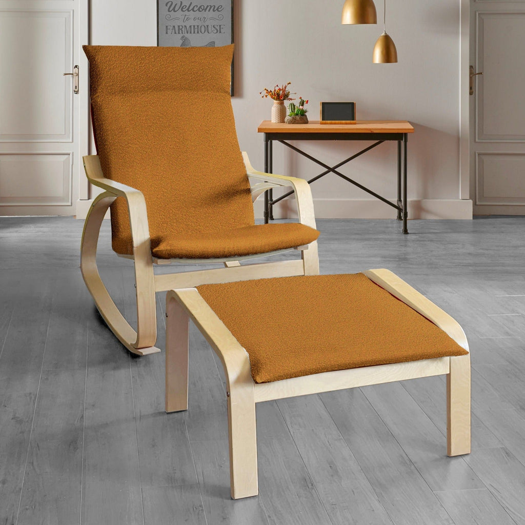 Bouclé Cinnamon Poäng Slipcovers – Compatible with IKEA Poäng Chair & Footstool