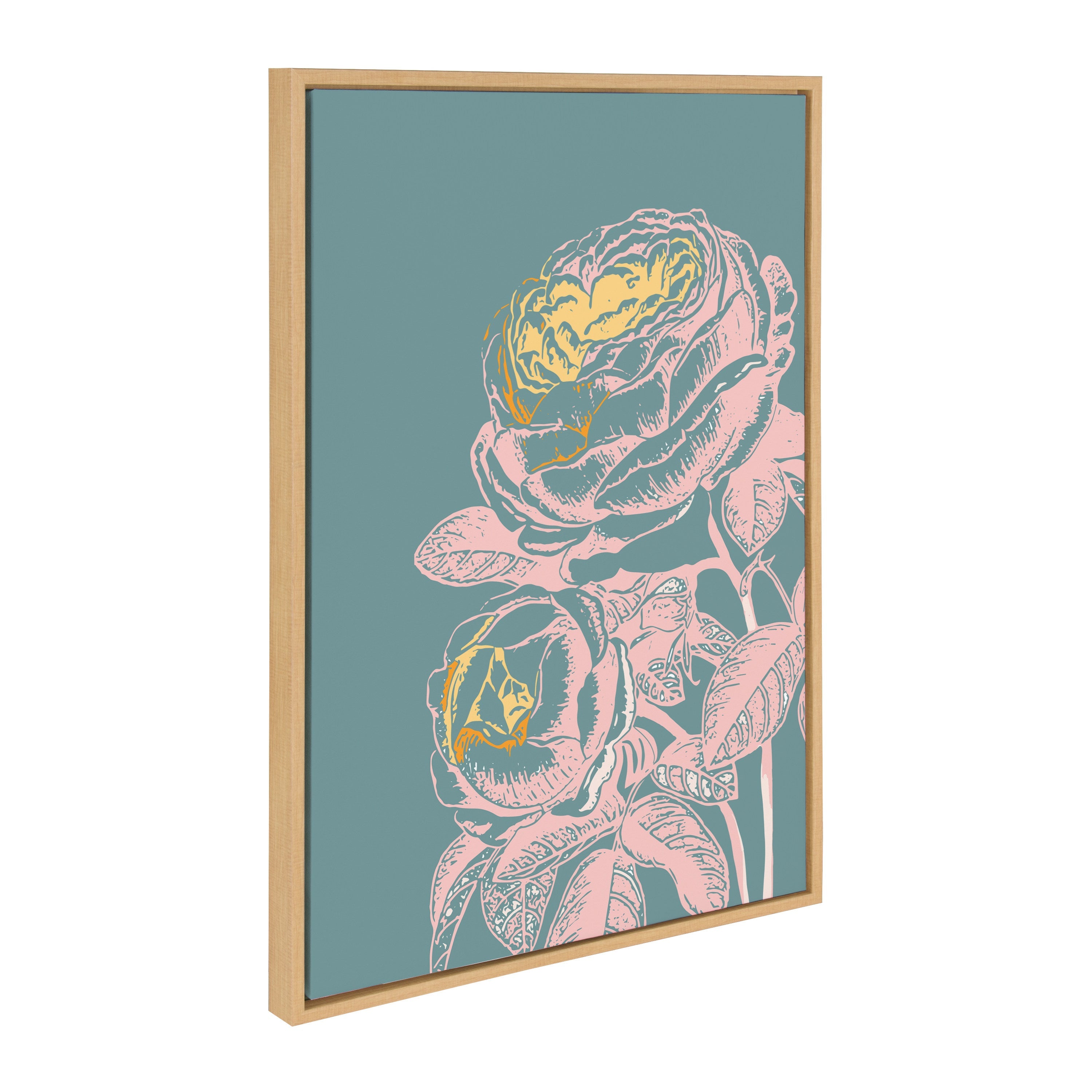 Sylvie Floral in Teal Framed Canvas by Apricot and Birch